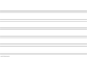 Music Paper with six staves on legal-sized paper in landscape orientation paper