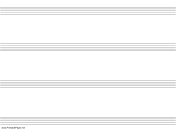 Music Paper with four staves on letter-sized paper in landscape orientation paper