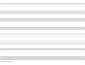 Music Paper with eight staves on letter-sized paper in landscape orientation paper