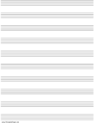 Music Paper with ten staves on A4-sized paper in portrait orientation paper
