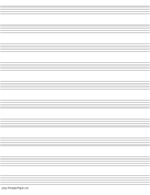 Music Paper with ten staves on letter-sized paper in portrait orientation paper