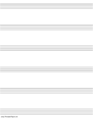 Music Paper with six staves on letter-sized paper in portrait orientation paper