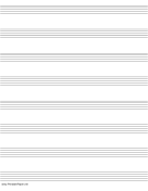 Music Paper with eight staves on letter-sized paper in portrait orientation paper