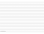 Penmanship Paper with ten lines per page on A4-sized paper in landscape orientation paper
