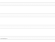 Penmanship Paper with four lines per page on A4-sized paper in landscape orientation paper