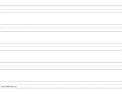 Penmanship Paper with five lines per page on A4-sized paper in landscape orientation paper