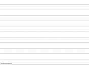 Penmanship Paper with six lines per page on A4-sized paper in landscape orientation paper