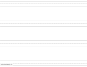 Penmanship Paper with four lines per page on letter-sized paper in landscape orientation paper