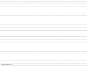 Penmanship Paper with six lines per page on letter-sized paper in landscape orientation paper