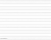 Penmanship Paper with seven lines per page on letter-sized paper in landscape orientation paper