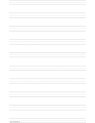 Penmanship Paper with ten lines per page on ledger-sized paper in portrait orientation paper