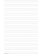 Penmanship Paper with thirteen lines per page on ledger-sized paper in portrait orientation paper