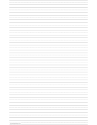 Penmanship Paper with seventeen lines per page on ledger-sized paper in portrait orientation paper