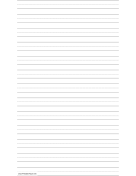 Penmanship Paper with thirteen lines per page on legal-sized paper in portrait orientation paper