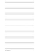 Penmanship Paper with nine lines per page on legal-sized paper in portrait orientation paper