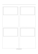 Storyboard with 2x2 grid of 16:9 (widescreen) screens on A4 paper paper