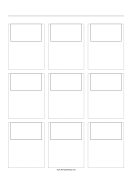 Storyboard with 3x3 grid of 16:9 (widescreen) screens on A4 paper paper
