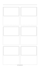 Storyboard with 2x3 grid of 16:9 (widescreen) screens on legal paper paper