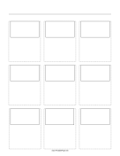 Storyboard with 3x3 grid of 16:9 (widescreen) screens on letter paper paper