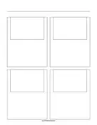 Storyboard with 2x2 grid of 3:2 (35mm photo) screens on letter paper paper