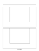 Storyboard with 1x2 grid of 4:3 (full screen) screens on letter paper paper